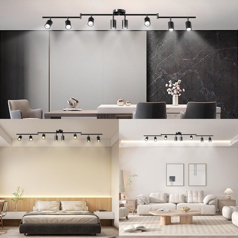 Lavendex LED 8 Light Track Lighting Kit, Dimmable Ceiling Spot Lighting Includes 8 x GU10 Bulb, Modern Track Light Fixture with Rotatable Heads for Kitchen, Living Room, Bedroom - Image 5